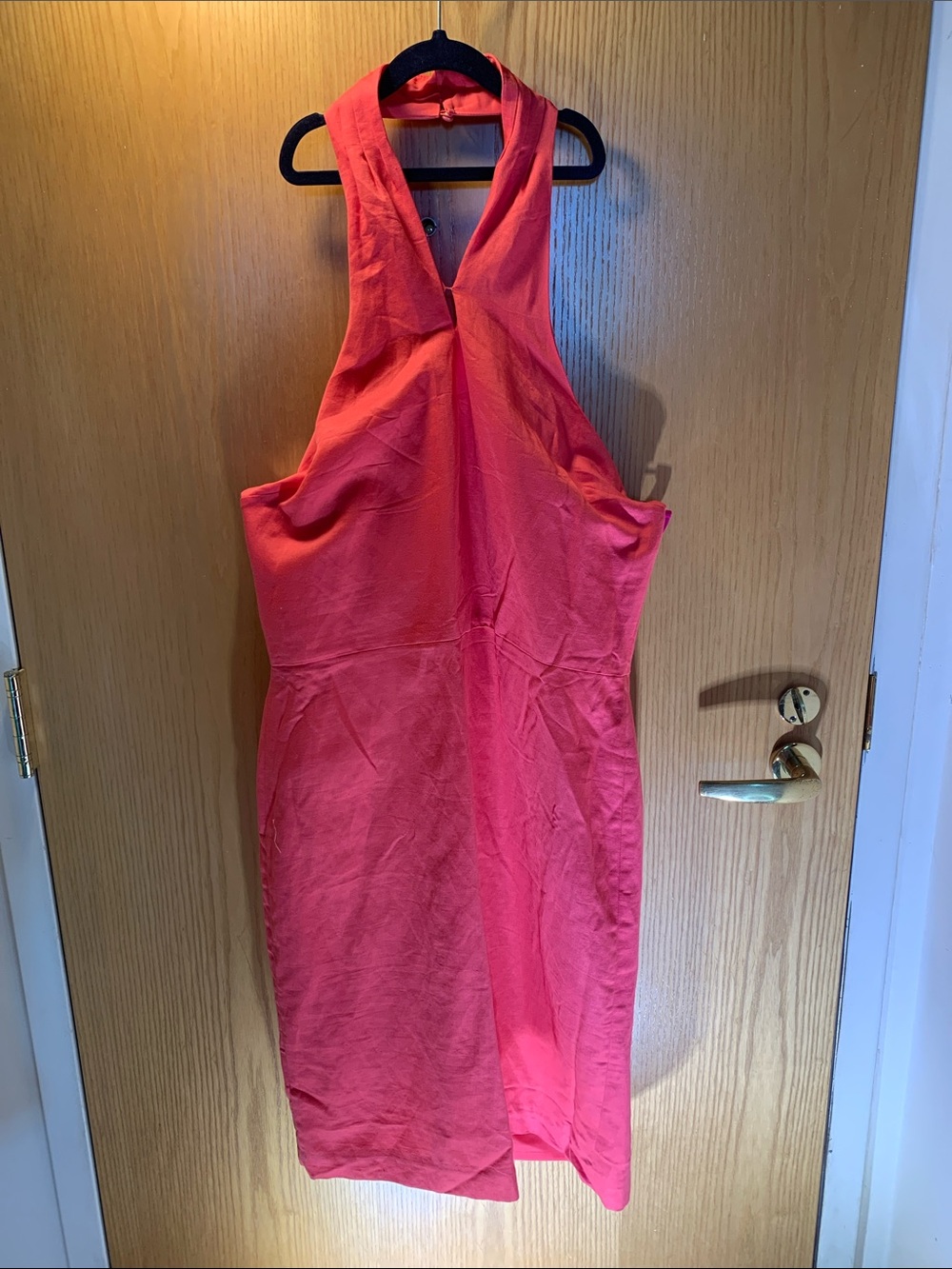 New! Banana Republic Linen/Cotton Coral Pink Backless Halter Dress- Size 14